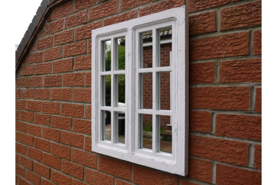 Wooden White Window-Style Mirror – Rustic Wall Decor for Indoor & Outdoor Spaces