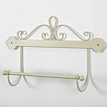 Vintage-Inspired Cream Scroll Wall-Mounted Tea Towel Holder