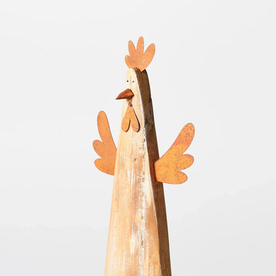 Country Style Wooden Chickens on Metal Legs