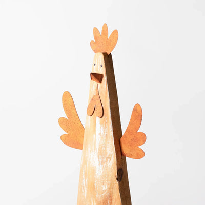Country Style Wooden Chickens on Metal Legs