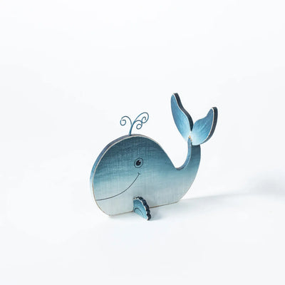 Cute Nautical Wooden Whale Shelf Sitter