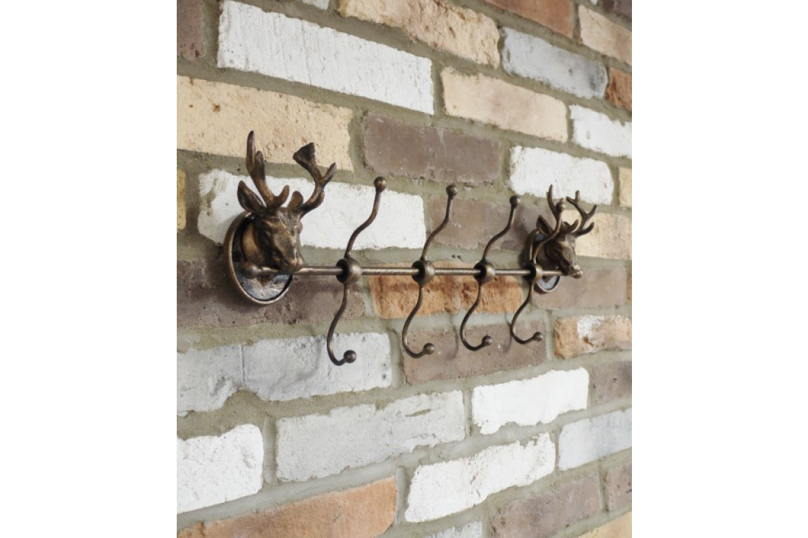 Vintage Style Stag Head Coat Rack with 4 Hook