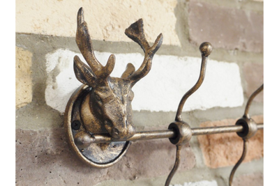 Vintage Style Stag Head Coat Rack with 4 Hook