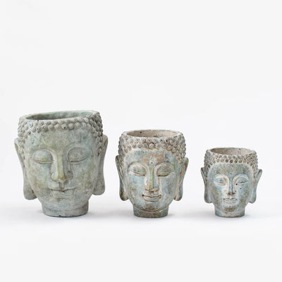 Concrete Buddha Head Planters – Zen-Inspired Garden and Home Decor