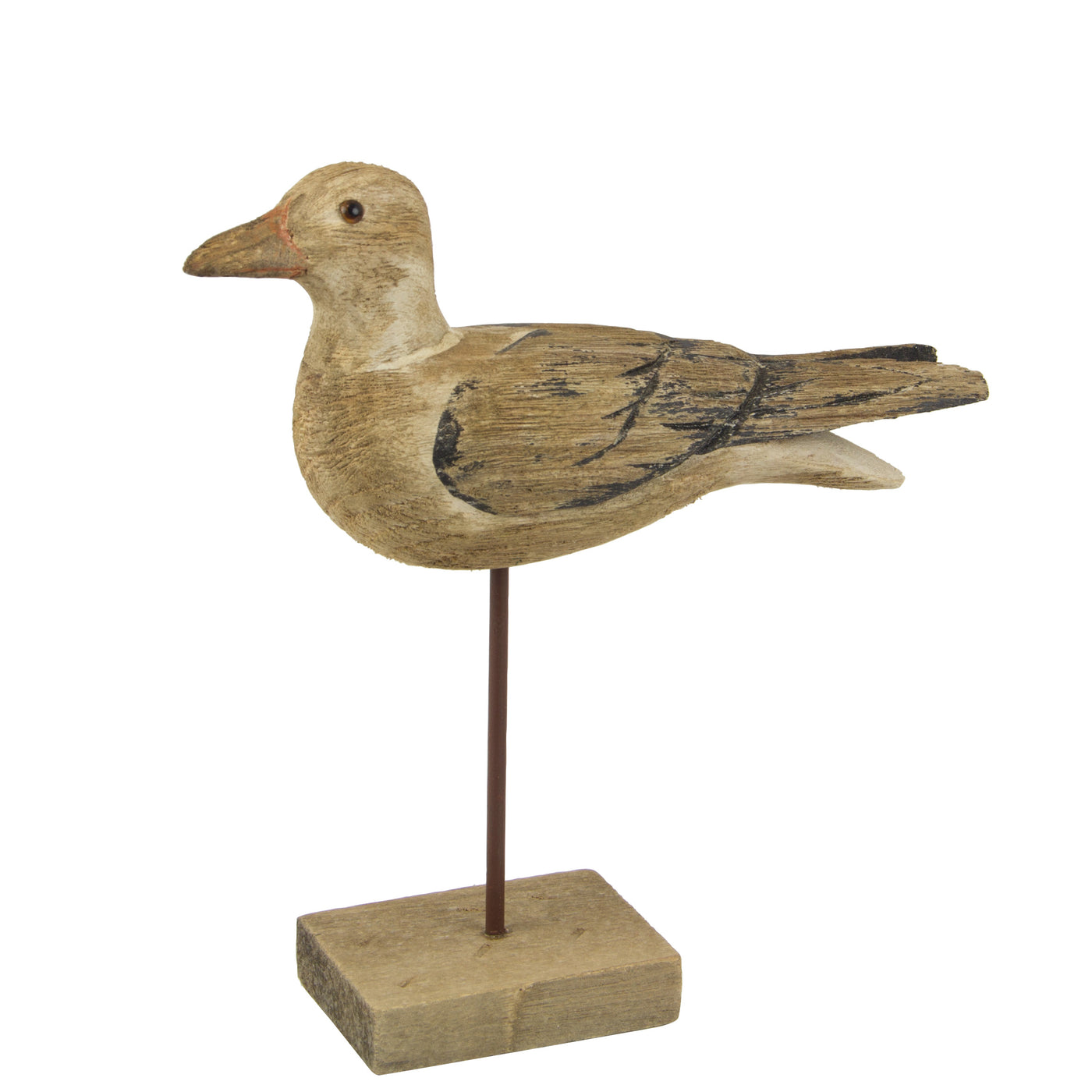 Rustic Wooden Seabird Ornament on Stand – Nautical Coastal Home Decor