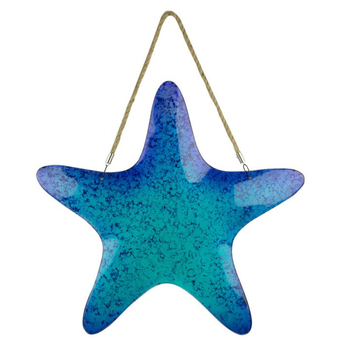 Nautical Blue Glass Starfish Wall Decor - Seaside Home Decor