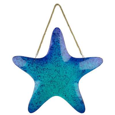 Nautical Blue Glass Starfish Wall Decor - Seaside Home Decor