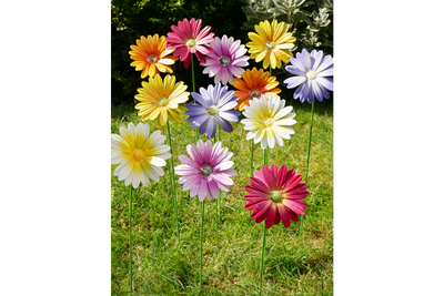 Set of 6 Metal Flower Garden Stakes – Colourful Garden Decorations