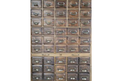 Industrial Style Wooden Multi Drawer Cabinet – Dark Storage Unit with Label Holders