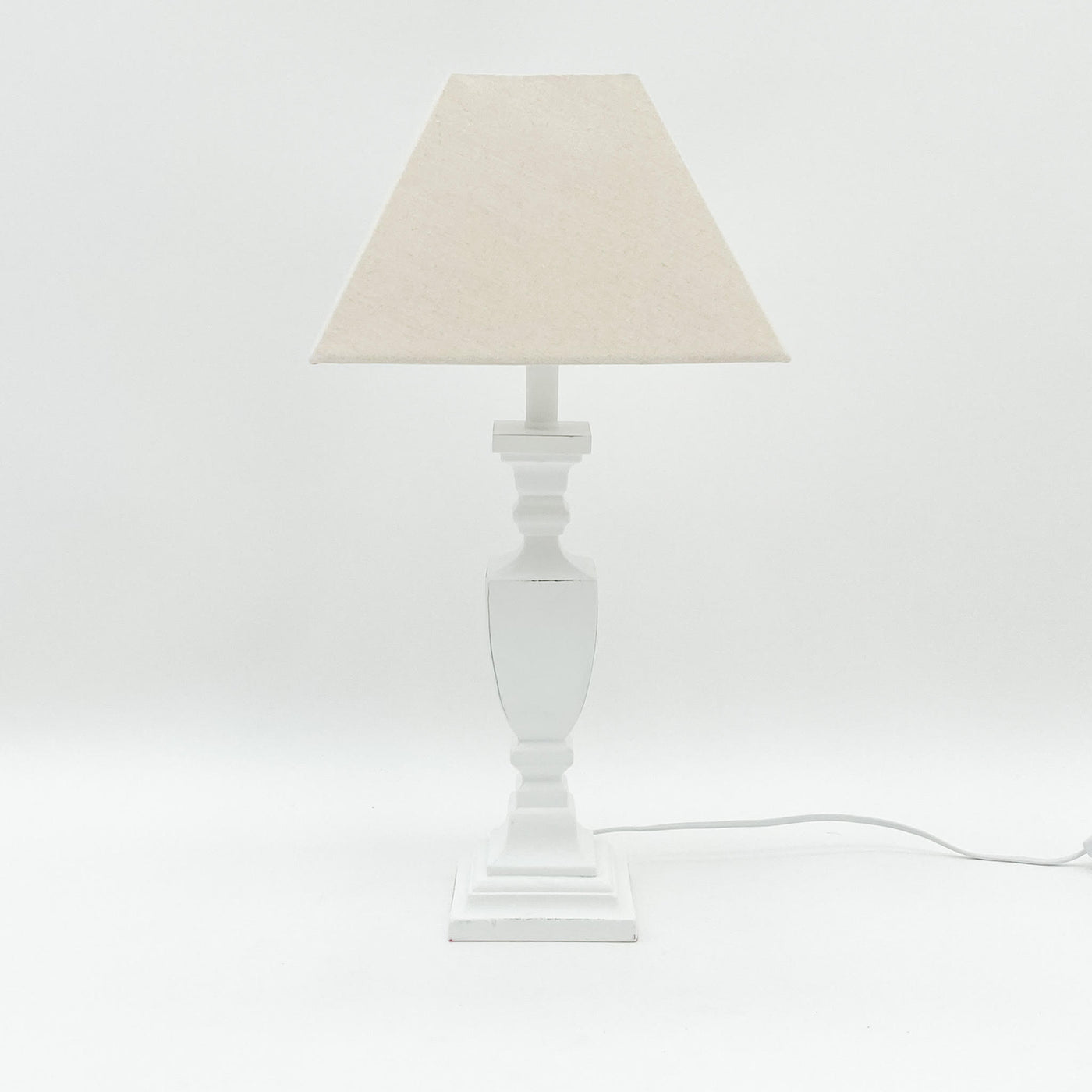 White Wooden Table Lamp with Shade