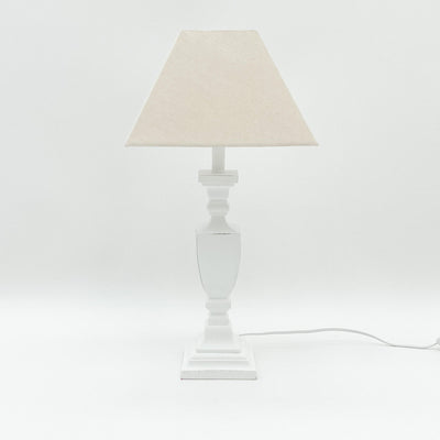 White Wooden Table Lamp with Shade