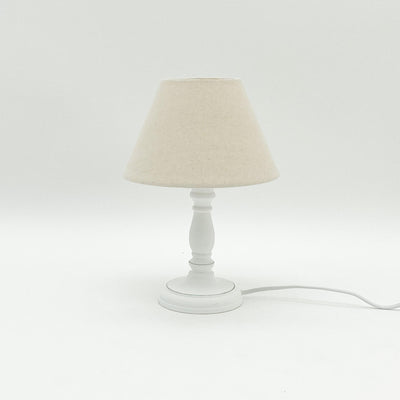 Small White Wooden Table Lamp with Shade