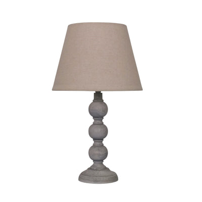 Grey Wooden Beaded Table Lamp with Shade