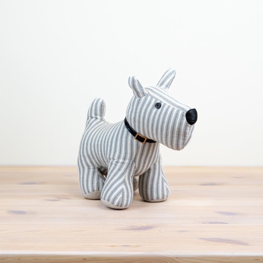 Striped Fabric Dog Door Stop – Decorative Weighted Doorstop