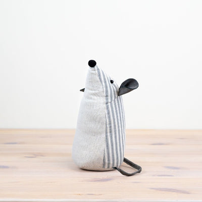 Striped Fabric Mouse Doorstop – Grey Decorative Door Stop