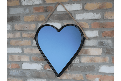 Rustic Heart Shaped Wall Mirror with Rope