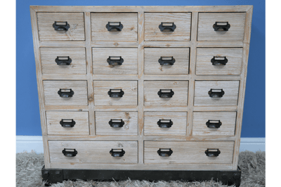 Rustic Wooden Apothecary Cabinet with 18 Drawers