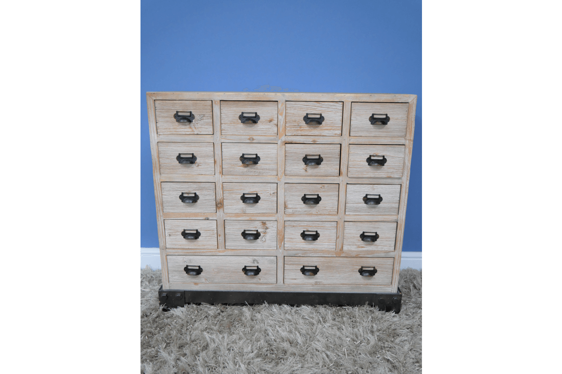 Rustic Wooden Apothecary Cabinet with 18 Drawers