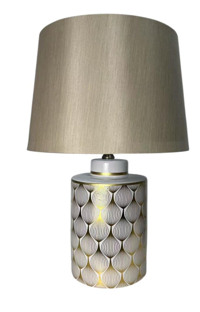 Gold and White Ceramic Table Lamp with Shade