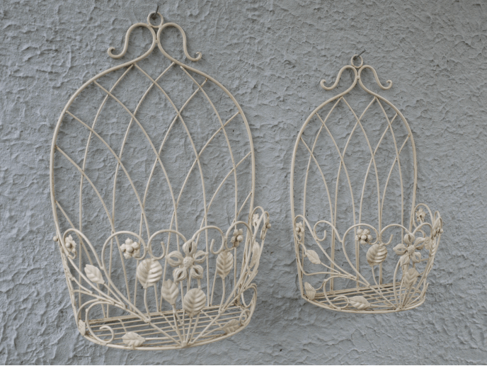 Shabby Chic Metal Basket Wall Planters