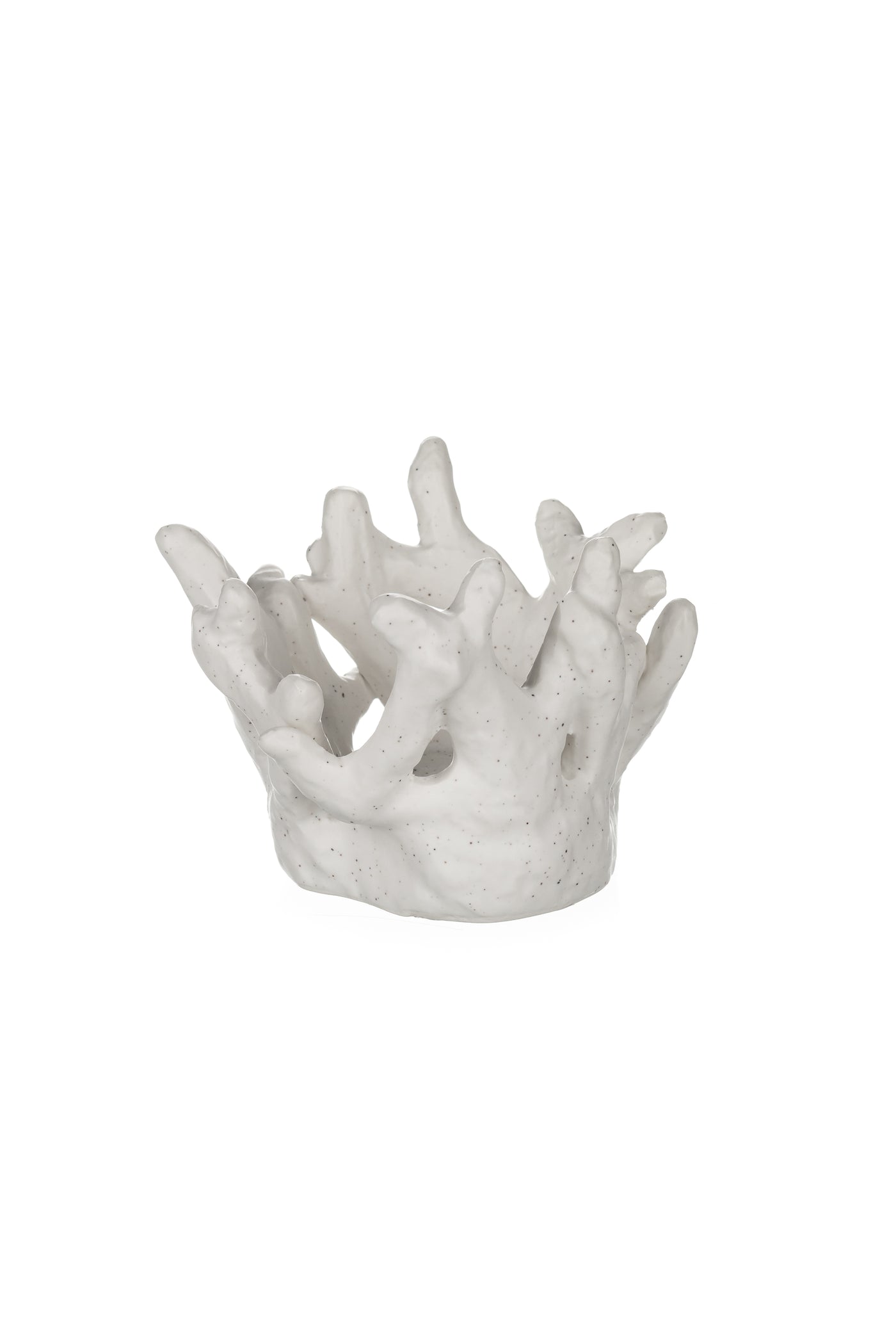 Set of 2 White Ceramic Coral Tea Light Holders – Coastal Candle Décor