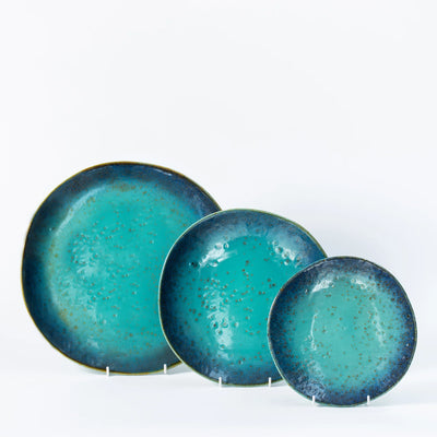 Turquoise Ceramic Plates and Platter – Ocean-Inspired Dinnerware