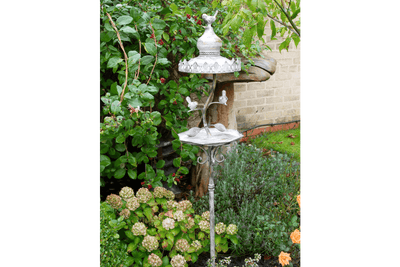 Ornate Standing Bird Feeder with Decorative Birds – Vintage Garden Decor