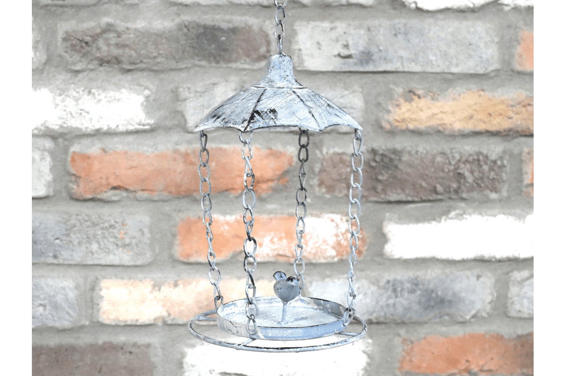 Hanging Metal Bird Feeder with Rustic Chains – Vintage Garden Decor