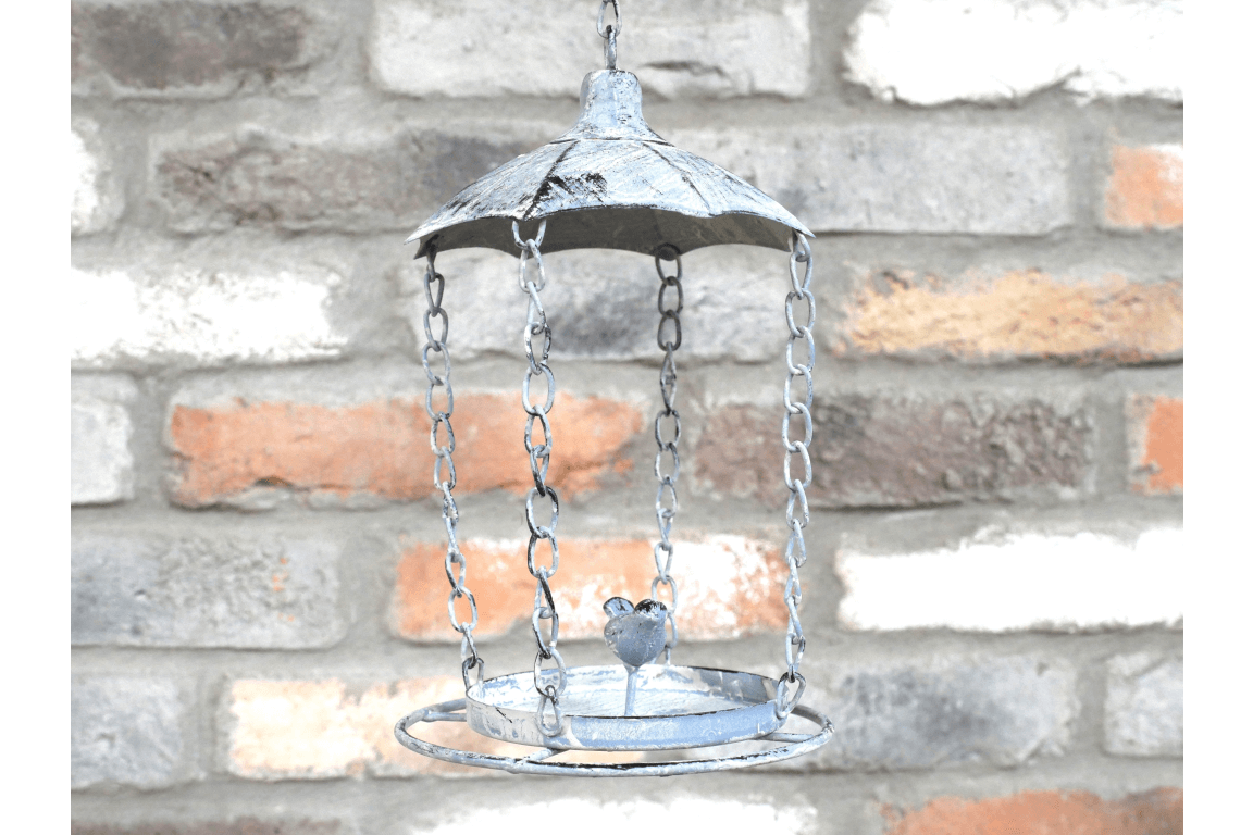 Hanging Metal Bird Feeder with Rustic Chains – Vintage Garden Decor