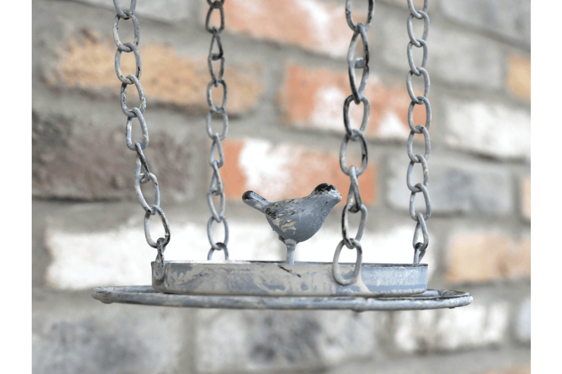 Hanging Metal Bird Feeder with Rustic Chains – Vintage Garden Decor