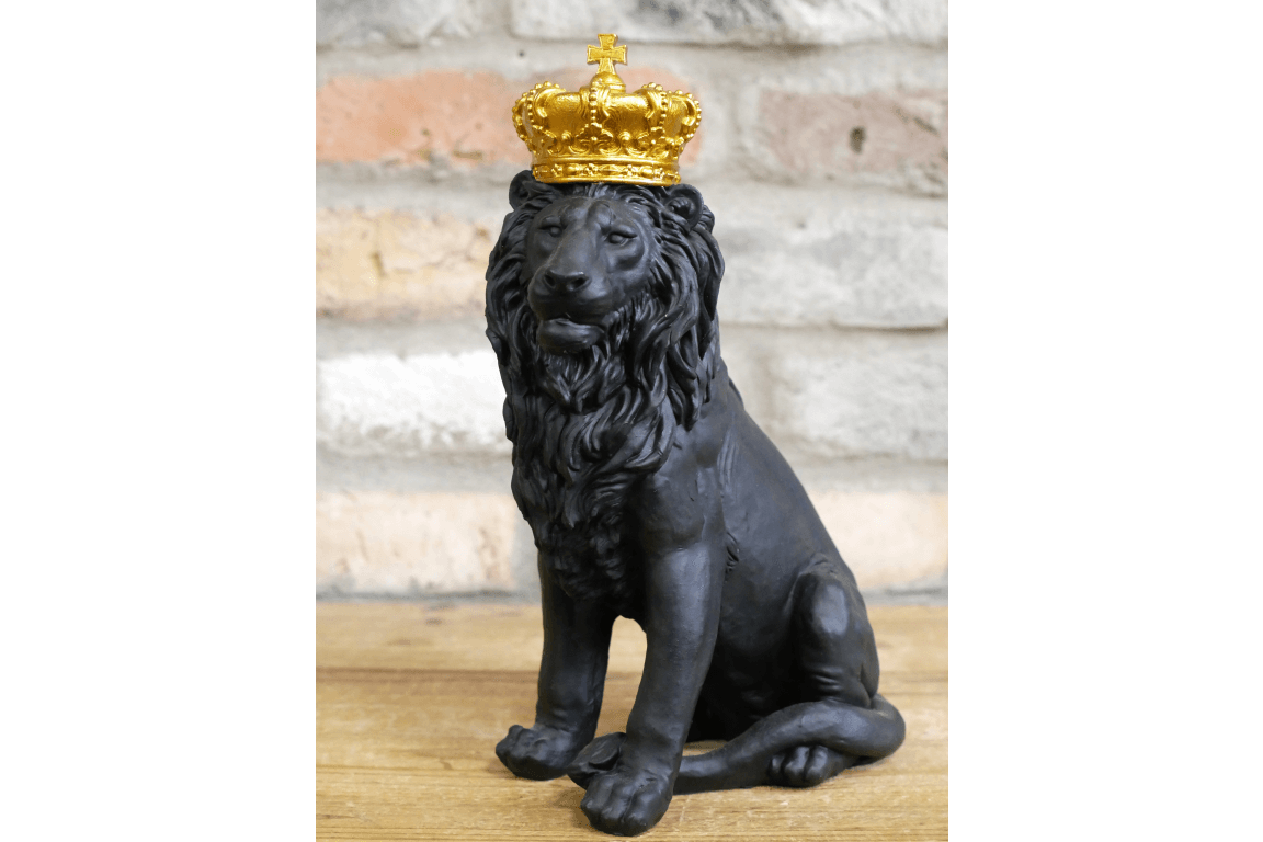 Regal Lion with Crown Sculpture