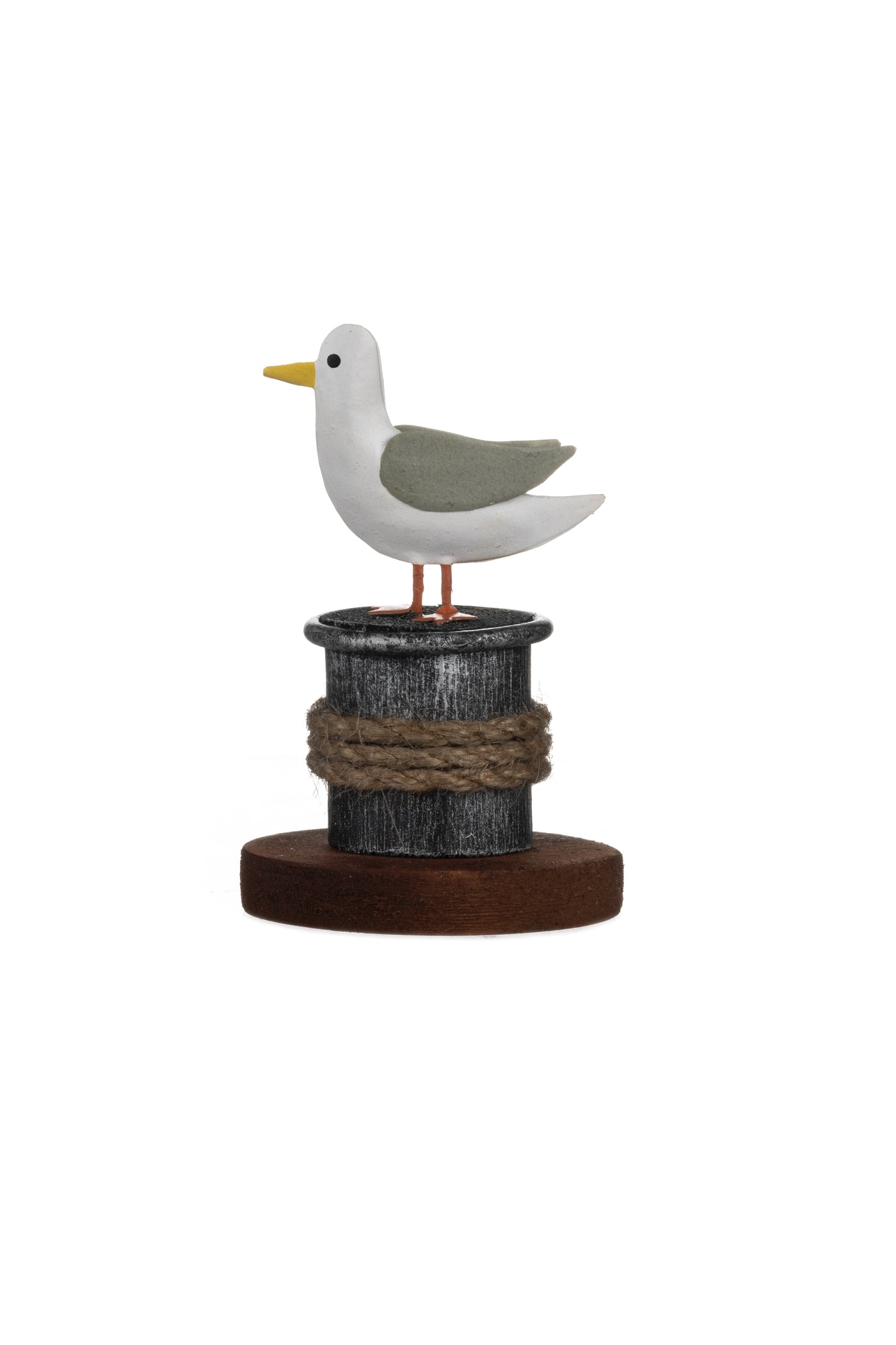 Seagull on Wooden Mooring Post – Nautical Shelf Sitter Ornament