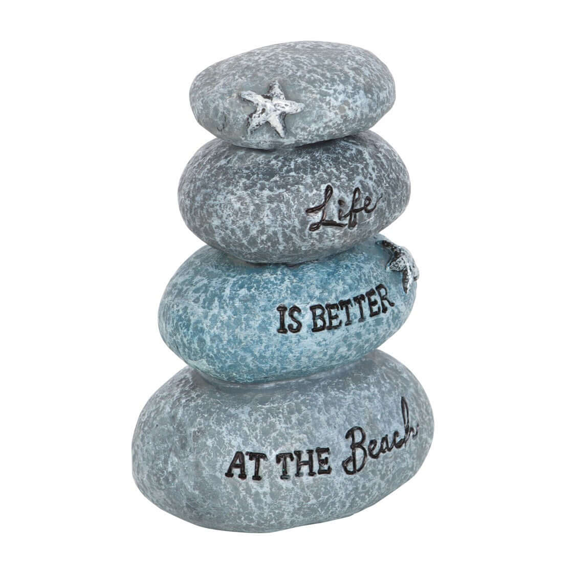 Cute Nautical Pebble Stack with Sentiment and Starfish Detail