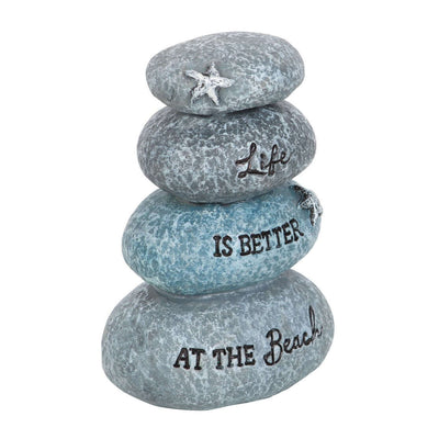 Cute Nautical Pebble Stack with Sentiment and Starfish Detail