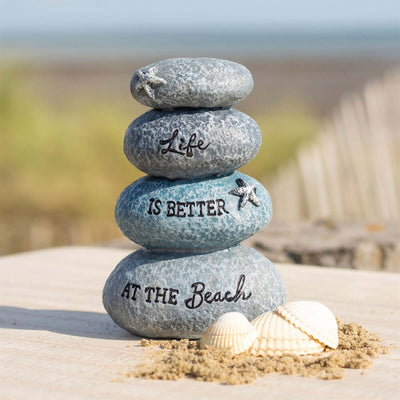 Cute Nautical Pebble Stack with Sentiment and Starfish Detail
