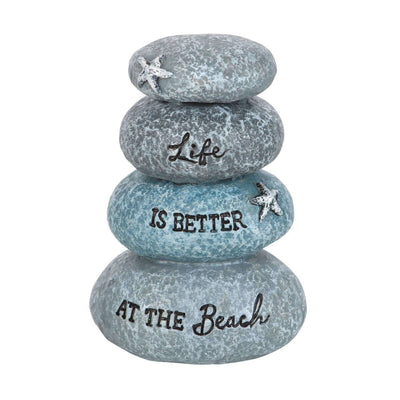 Cute Nautical Pebble Stack with Sentiment and Starfish Detail