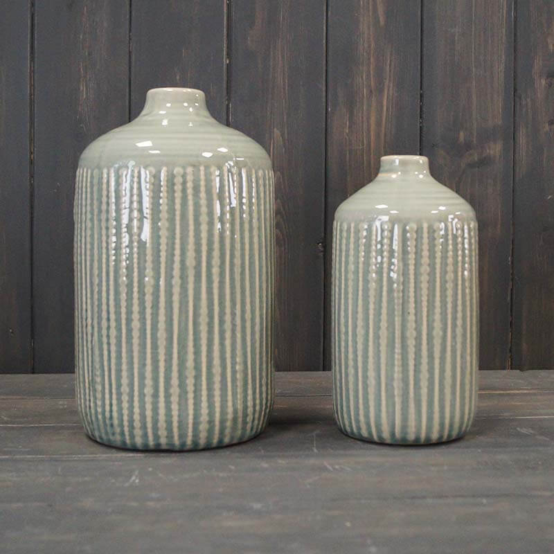 Elegant Ceramic Vase with Relief Design and Crackled Glaze - Vintage Home Décor ***Seconds***