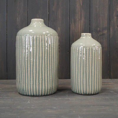 Elegant Ceramic Vase with Relief Design and Crackled Glaze - Vintage Home Décor ***Seconds***