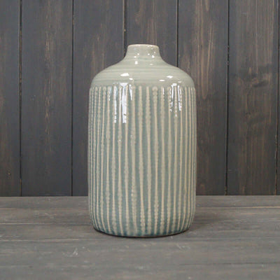 Elegant Ceramic Vase with Relief Design and Crackled Glaze - Vintage Home Décor ***Seconds***