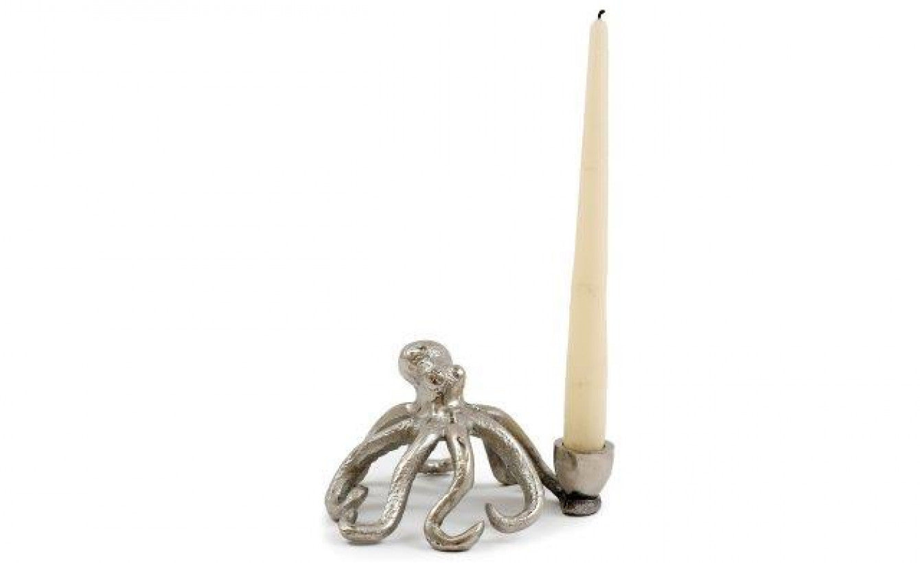 Silver Octopus Candle Holder – Nautical Coastal Decor