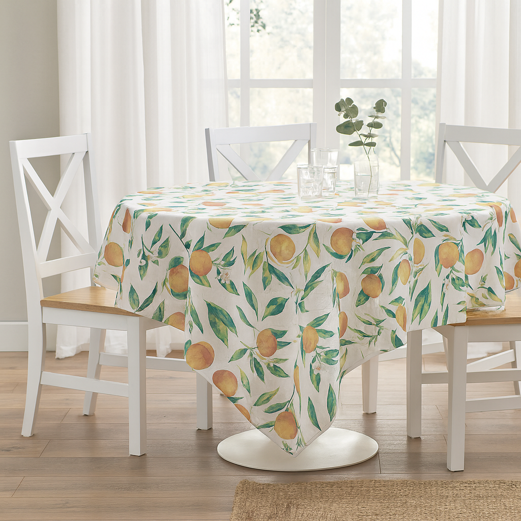 Water-Resistant Tablecloth – Citrus & Lemon Print Variants