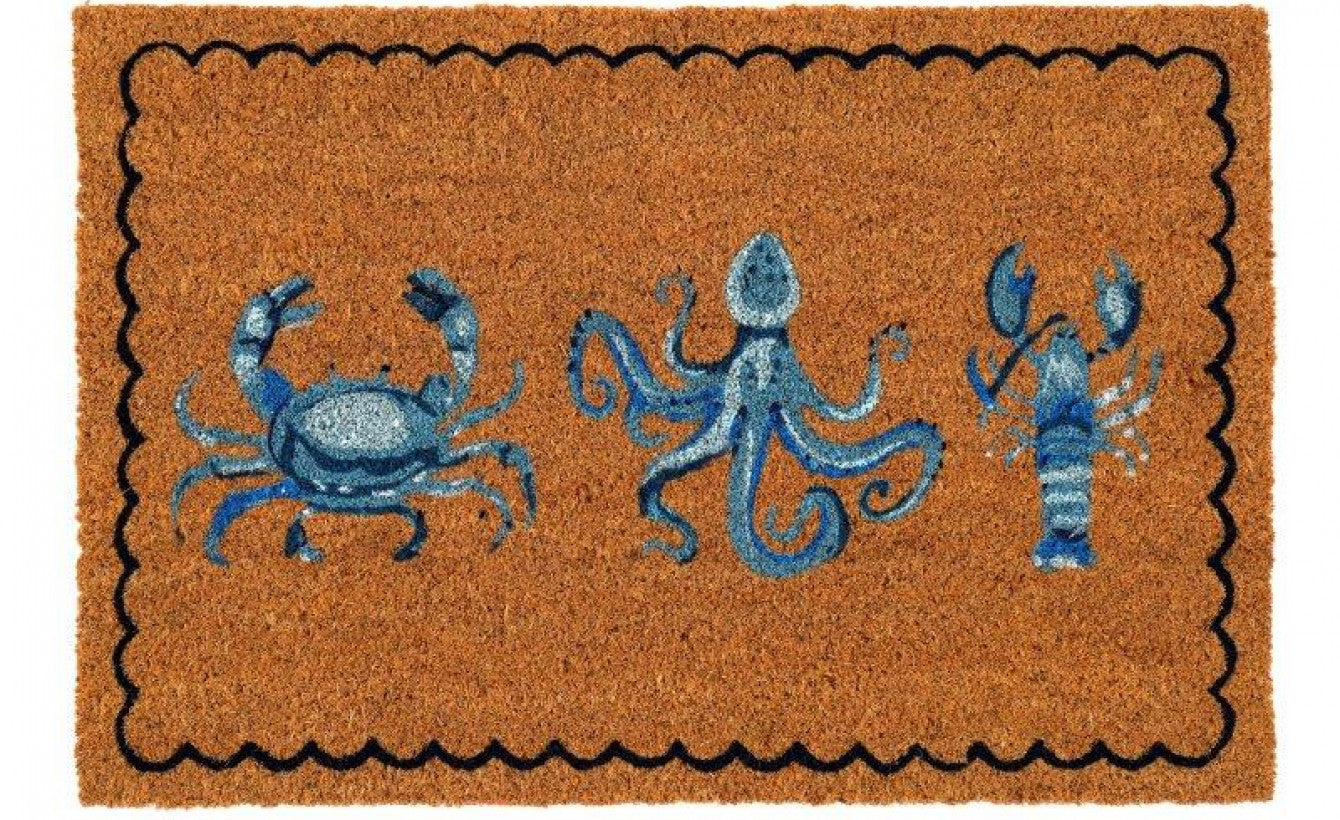 Nautical Coir Doormat – Marine Crab, Lobster & Octopus Design