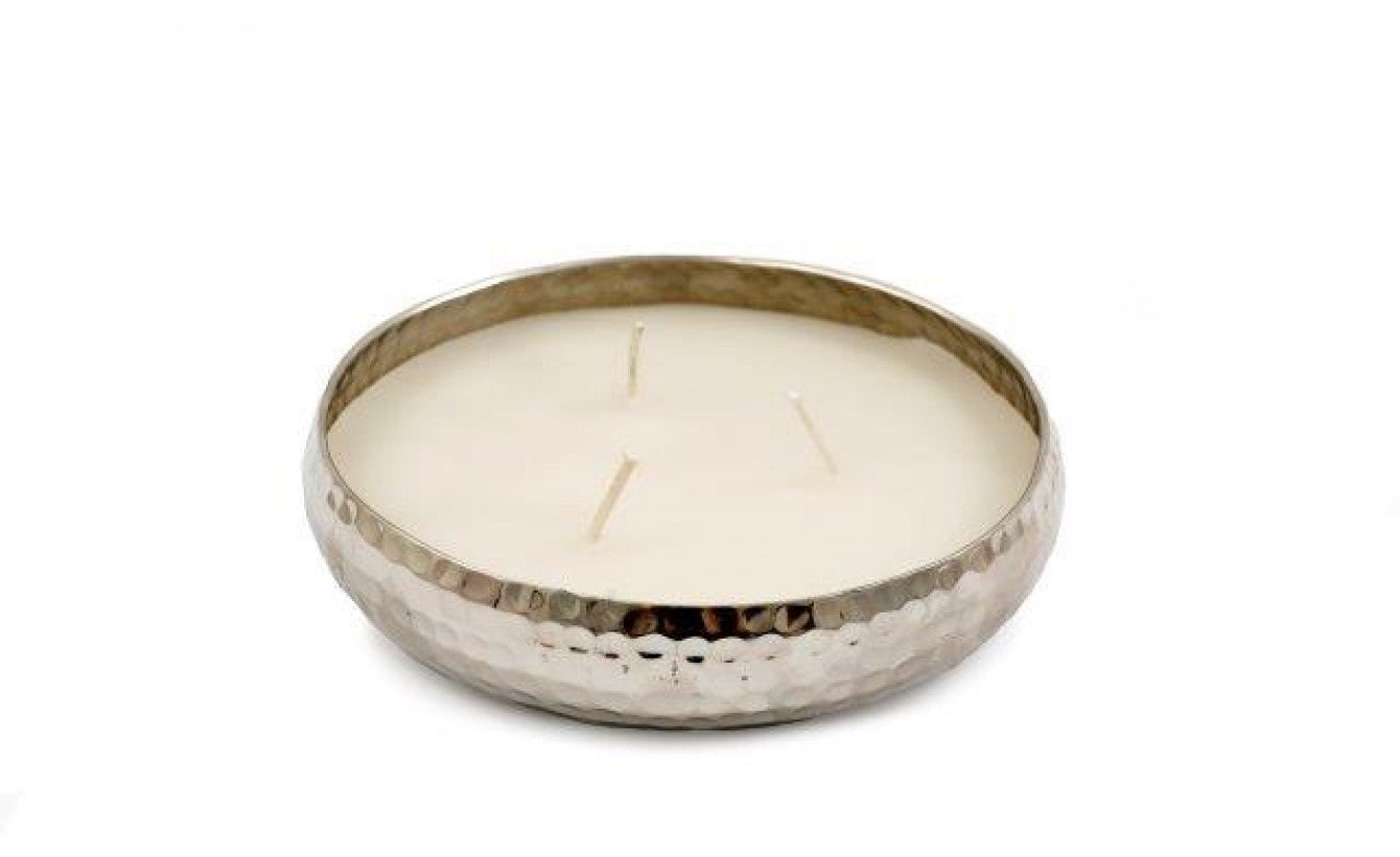 3-Wick Vanilla Scented Metal Candle Bowl with Hammered Finish ***Seconds***