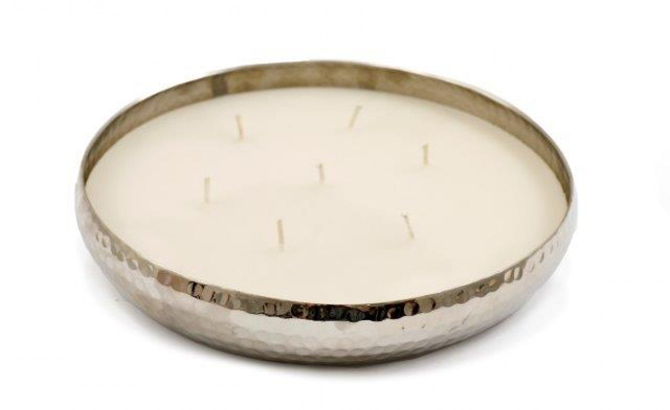 6-Wick Vanilla Scented Metal Candle Bowl with Hammered Finish ***Seconds***