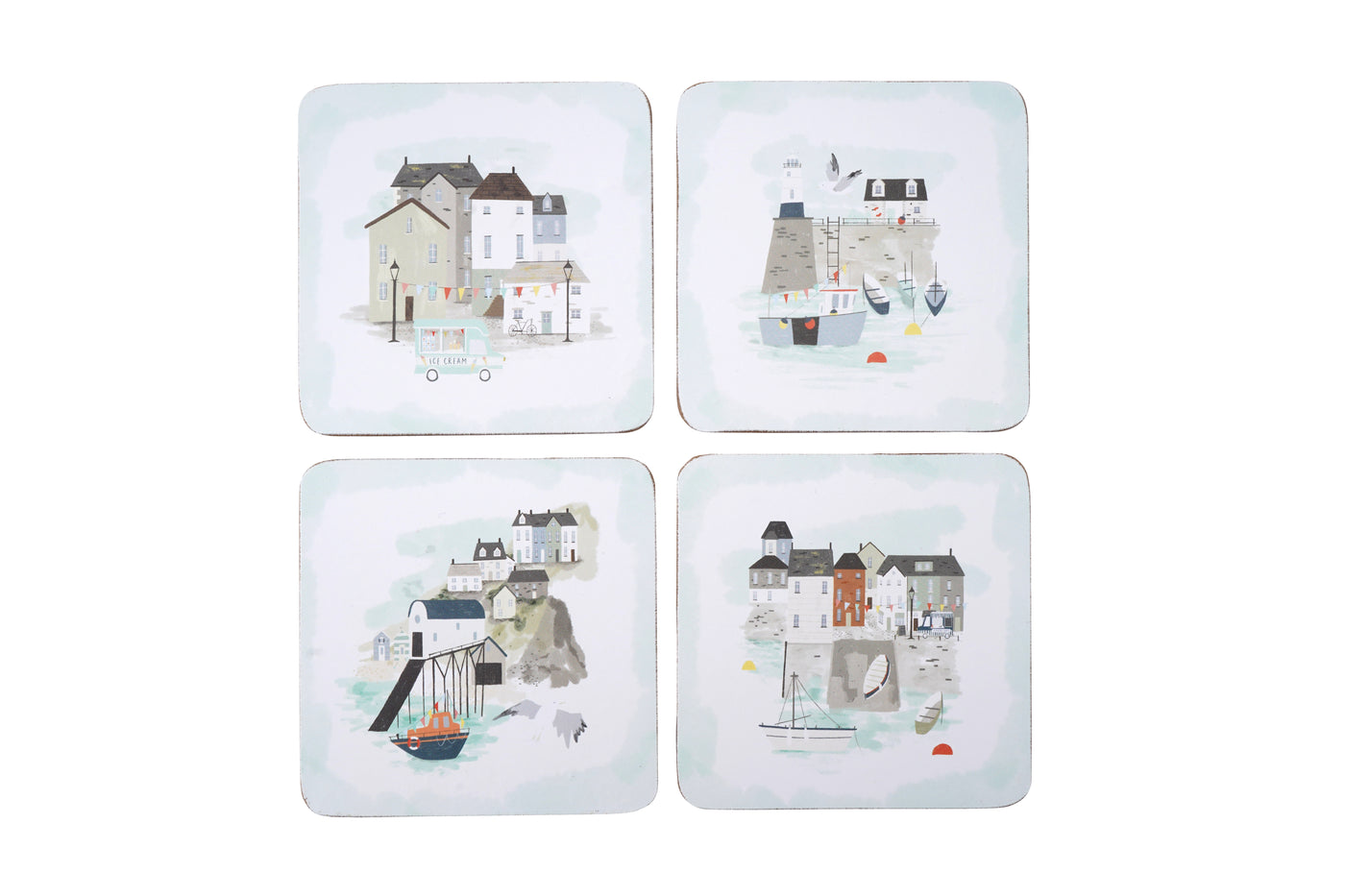 Set of 4 Nautical Harbourside Coasters in Gift Box