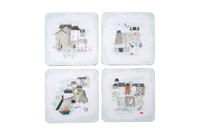 Set of 4 Nautical Harbourside Coasters in Gift Box
