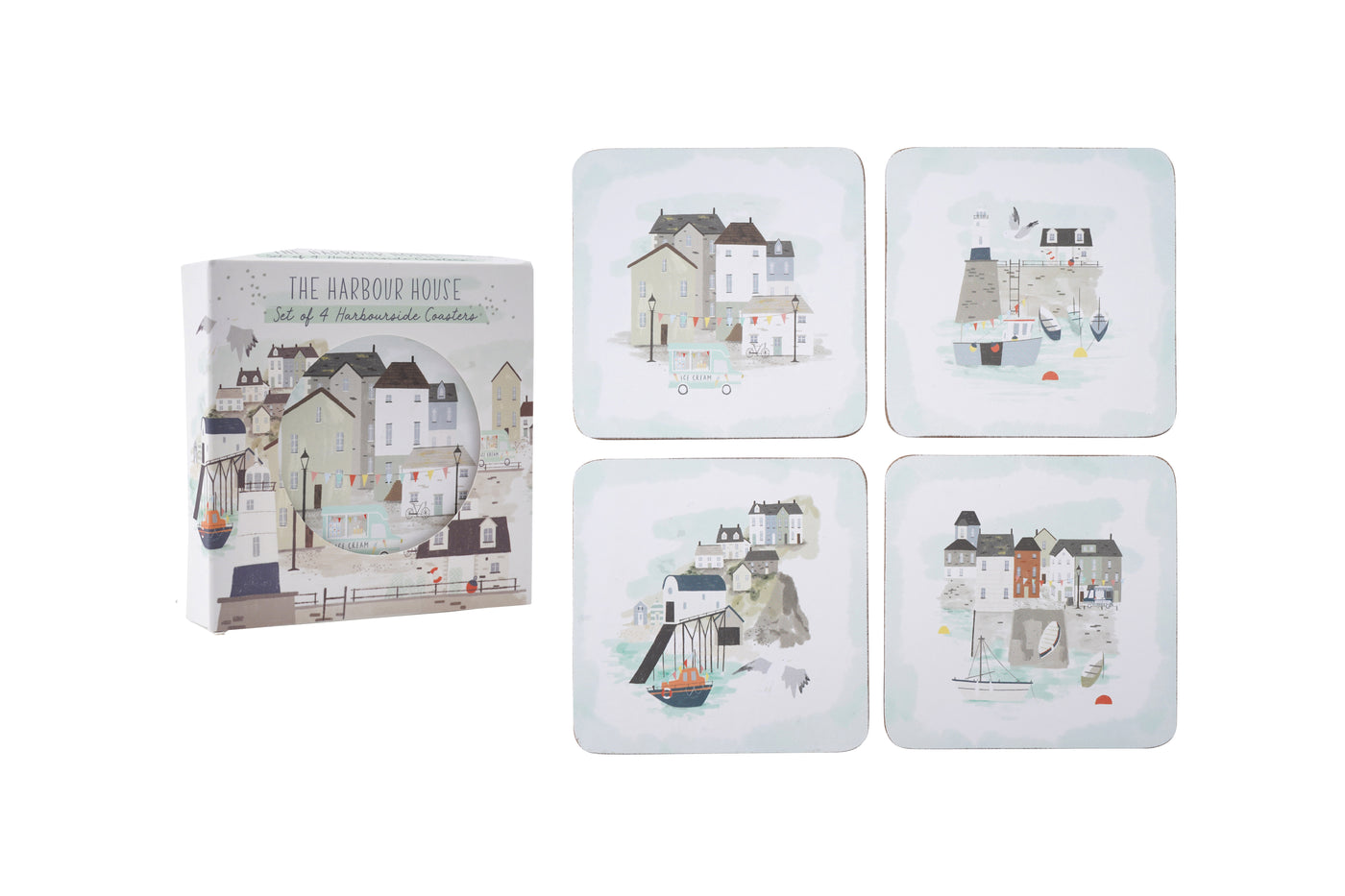 Set of 4 Nautical Harbourside Coasters in Gift Box
