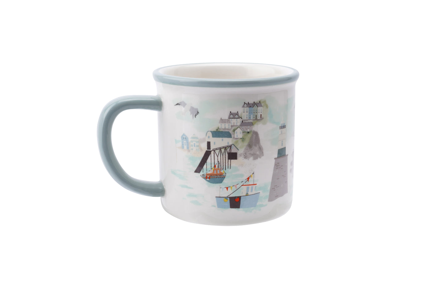 Nautical Harbour Scene Ceramic Mug – Maritime Coastal Design