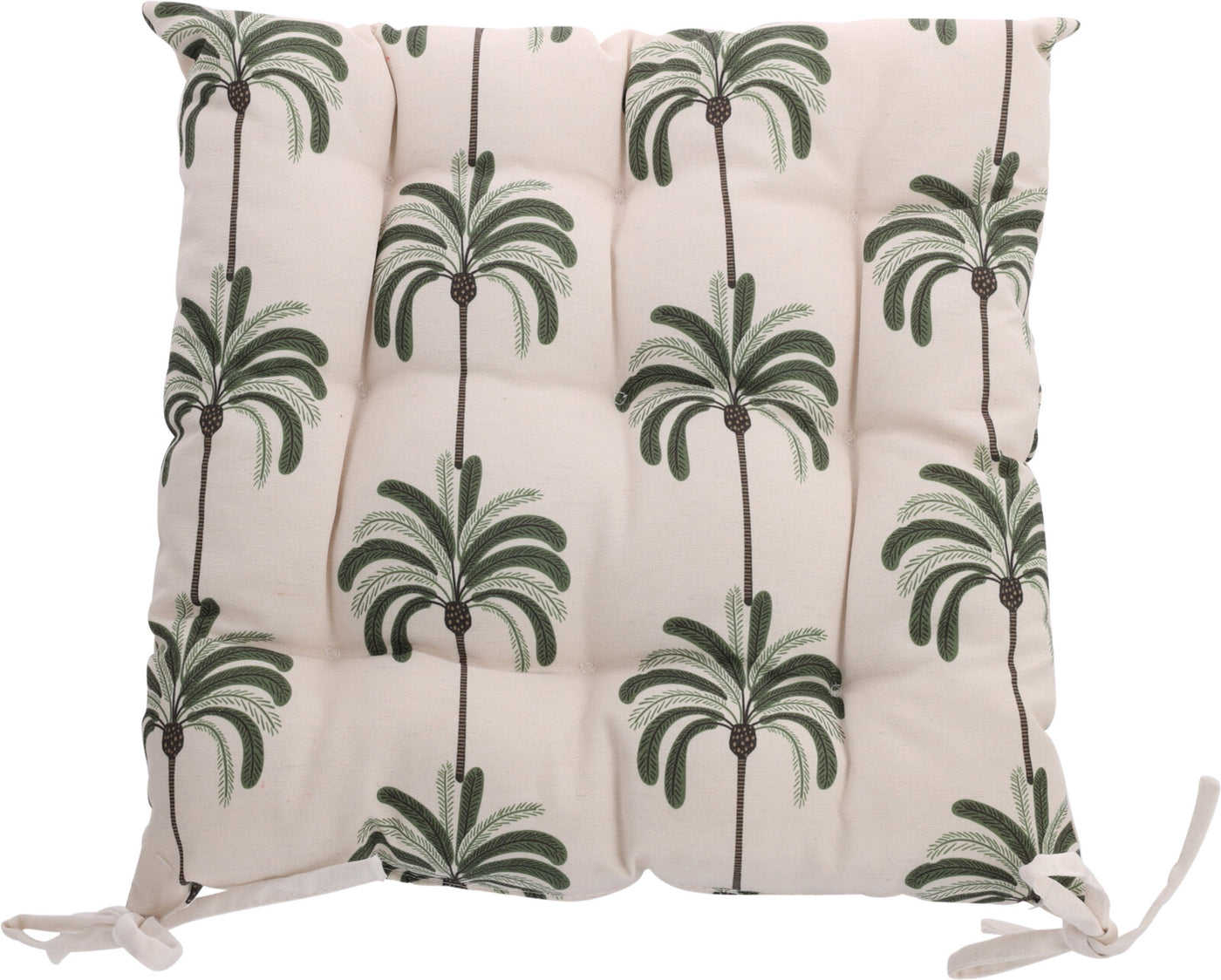 Palm & Botanical Print Outdoor Seat Cushion with Ties – Large Palm Grove