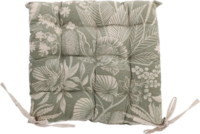 Palm & Botanical Print Outdoor Seat Cushion with Ties – Assorted Designs
